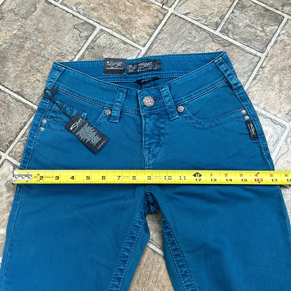 Silver Suki Skinny Jeans, Teal - Picture 12 of 15